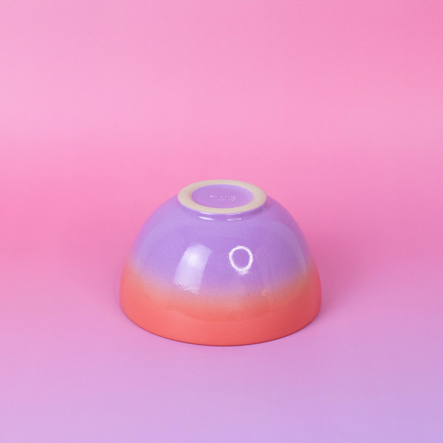 Handmade Stoneware Bowl: Pink Lavender Gradient Ceramic Dessert Bowl