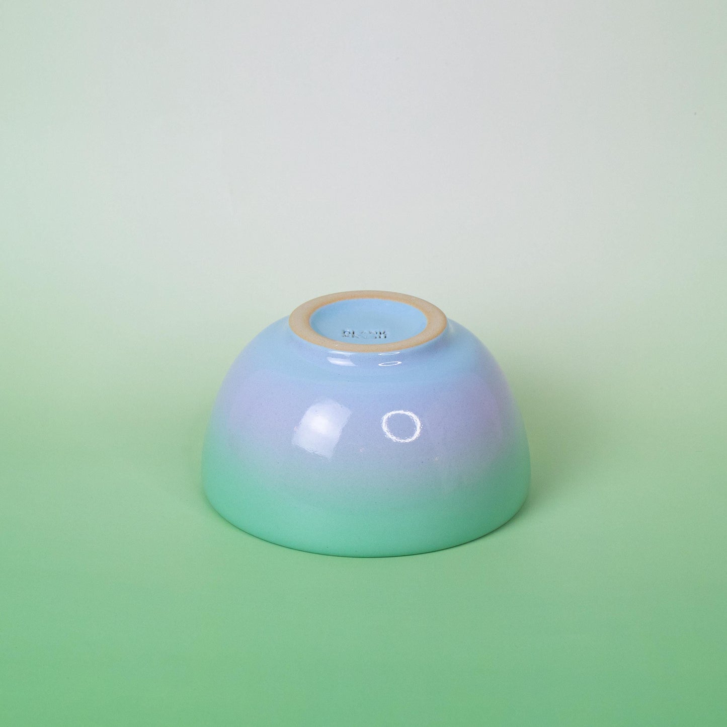 Handmade Stoneware Bowl: Green to Lavender Gradient Ceramic Dessert Bowl