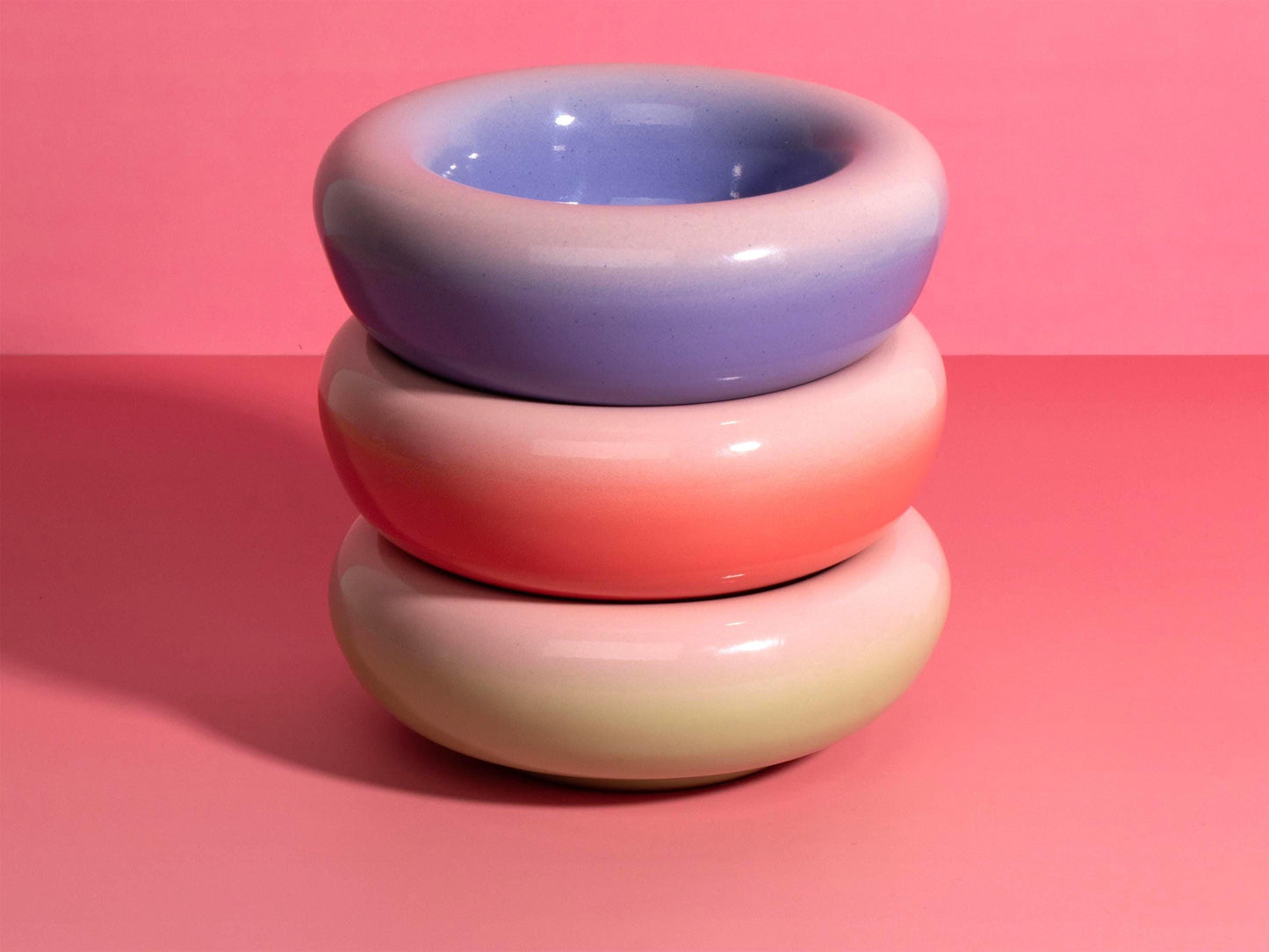 Cute Sakura Pink Bubble Bowl | Chubby Ceramic Fruit Bowl | Pastel Ombre Serving Dish | Kawaii Aesthetic Tableware | Modern Dopamine Decor