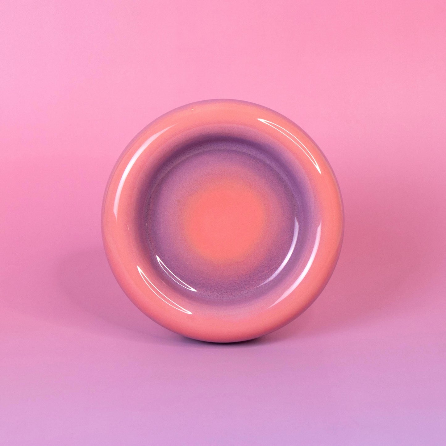 Handmade Chunky Ceramic Coffee Mug Set: Pink Gradient Cup & Saucer