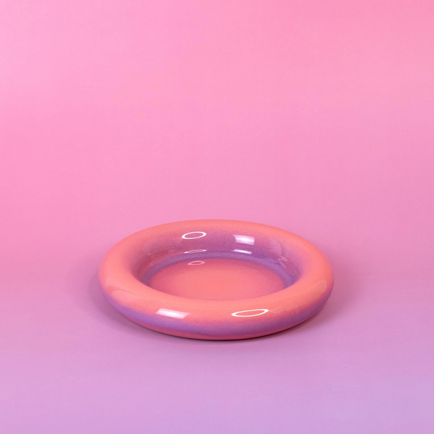 Handmade Chunky Ceramic Coffee Mug Set: Pink Gradient Cup & Saucer