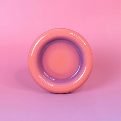 Handmade Chunky Ceramic Coffee Mug Set: Pink Gradient Cup & Saucer
