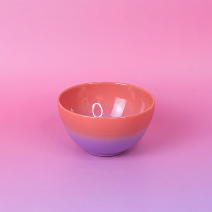 Handmade Stoneware Bowl: Pink Lavender Gradient Ceramic Dessert Bowl