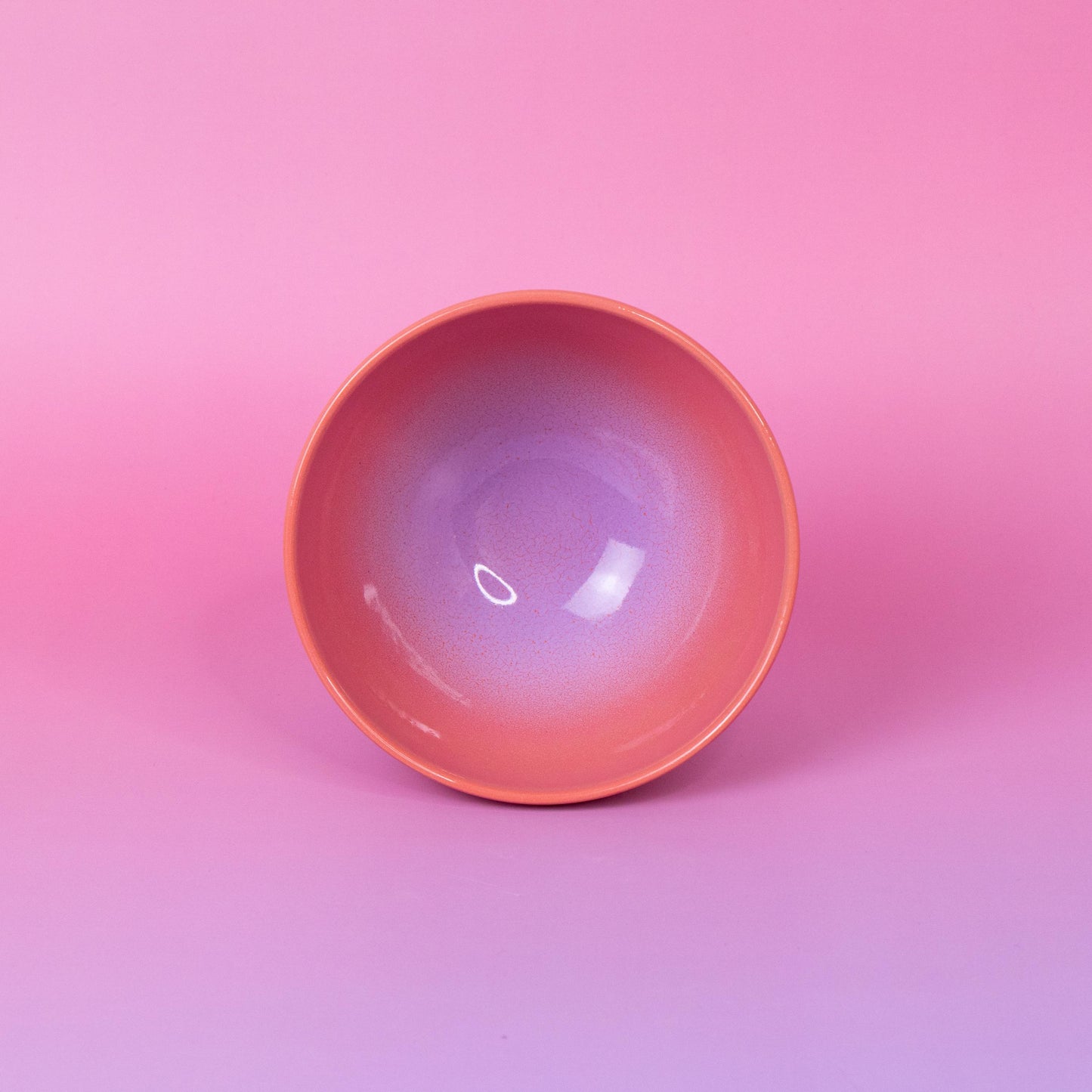 Handmade Stoneware Bowl: Pink Lavender Gradient Ceramic Dessert Bowl