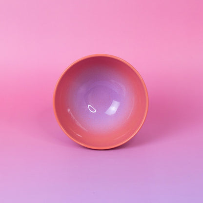 Handmade Stoneware Bowl: Pink Lavender Gradient Ceramic Dessert Bowl
