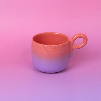Chunky Handmade Ceramic Coffee Set | Big Pottery Mug | Pink to Lavender Stoneware
