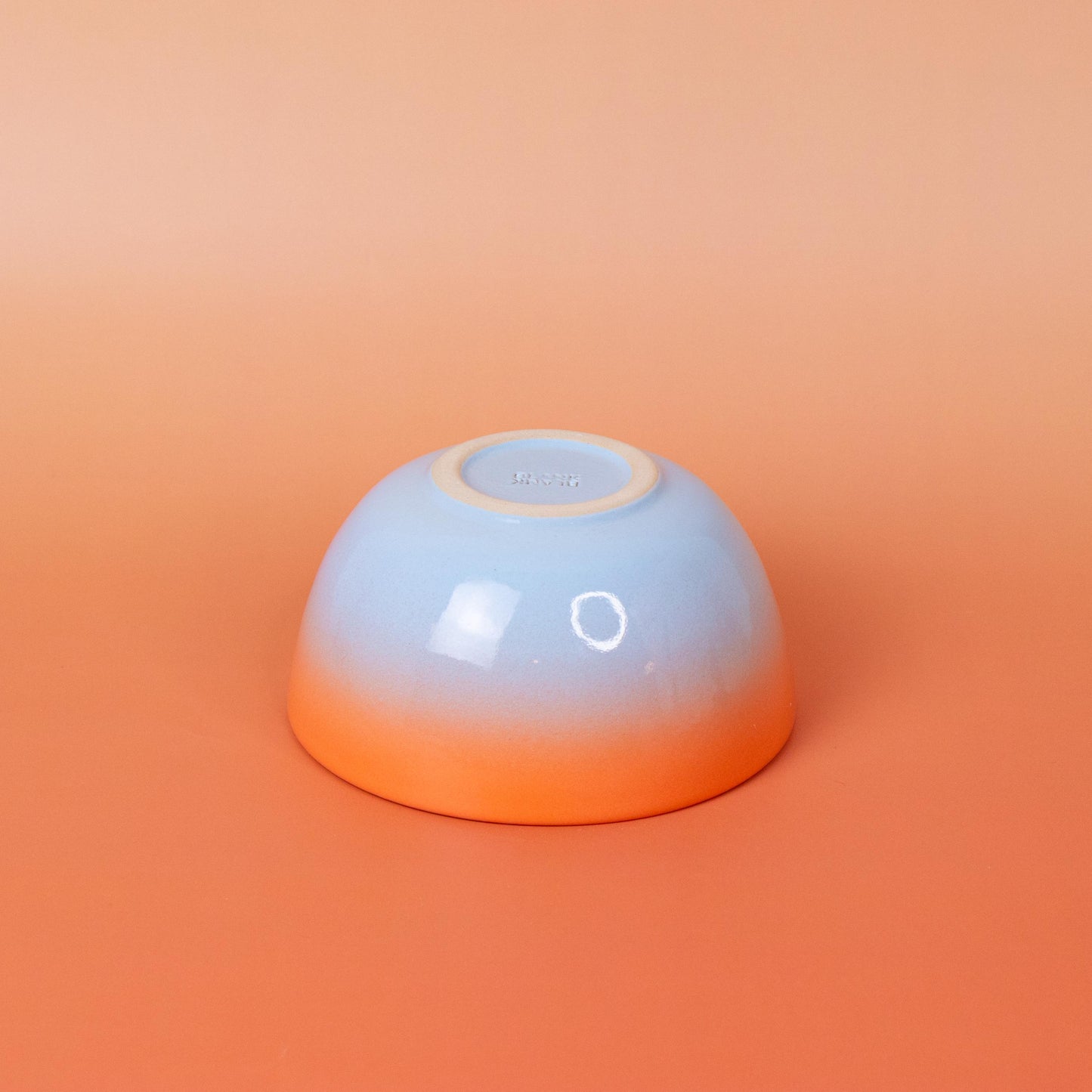 Handmade Gradient Ceramic Bowl: Orange to Blue Stoneware, 400ml