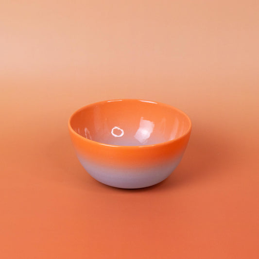 Handmade Gradient Ceramic Bowl: Orange to Blue Stoneware, 400ml