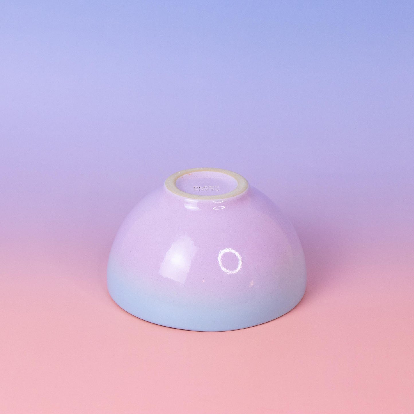 Handmade Gradient Stoneware Bowl: Light Blue to Violet Ceramic Dish