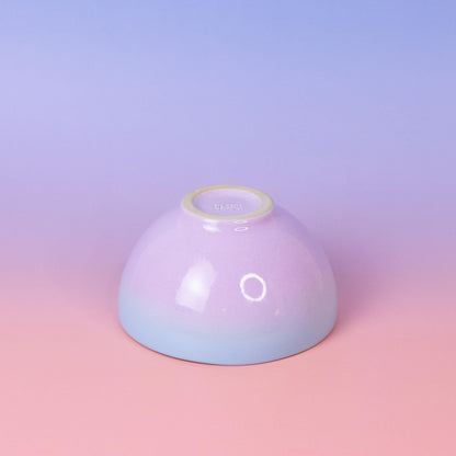 Handmade Gradient Stoneware Bowl: Light Blue to Violet Ceramic Dish