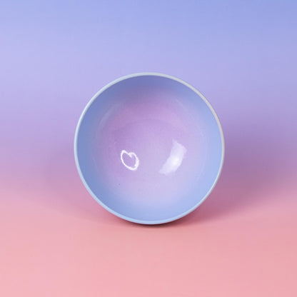 Handmade Gradient Stoneware Bowl: Light Blue to Violet Ceramic Dish