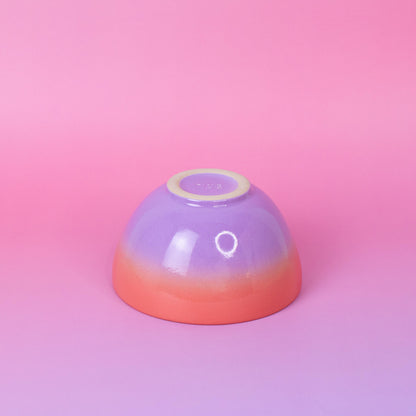 Handmade Stoneware Bowl: Pink Lavender Gradient Ceramic Dessert Bowl