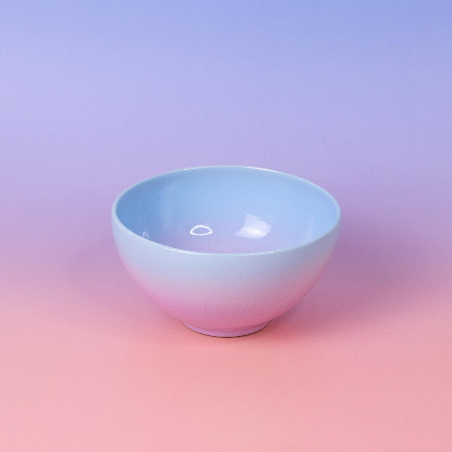 Handmade Gradient Stoneware Bowl: Light Blue to Violet Ceramic Dish