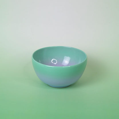 Handmade Stoneware Bowl: Green to Lavender Gradient Ceramic Dessert Bowl