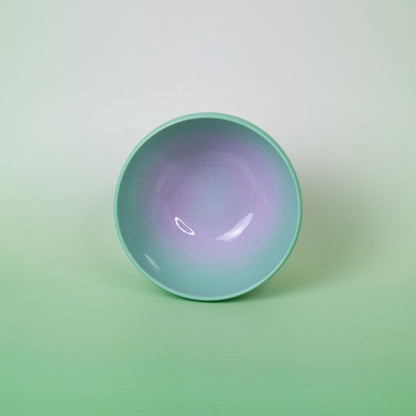 Handmade Stoneware Bowl: Green to Lavender Gradient Ceramic Dessert Bowl
