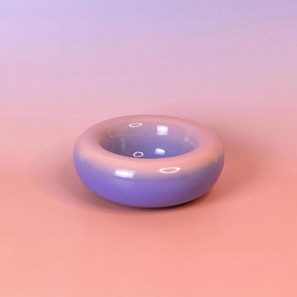 Handmade Stoneware Donut Bowl  Lavender to Blush Pink Ombre