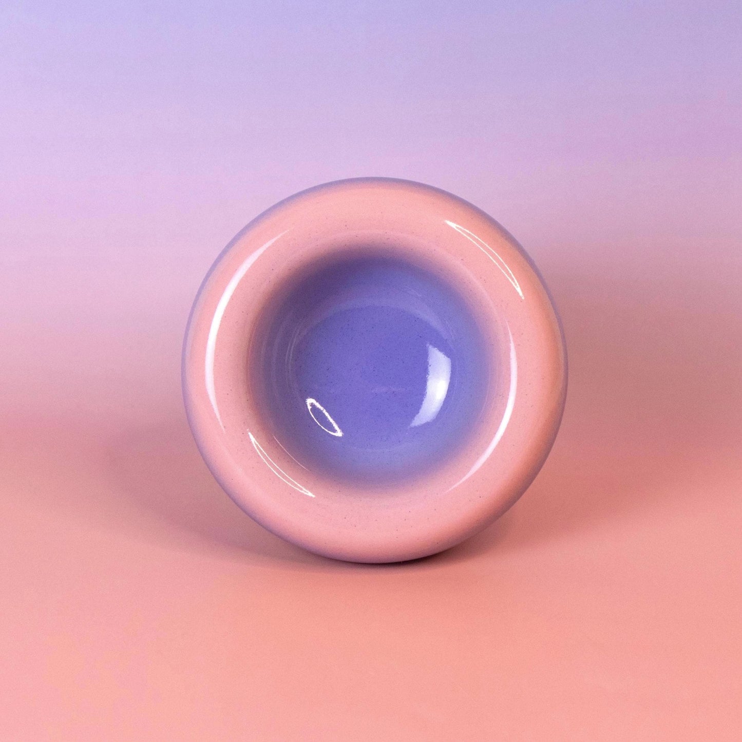 Handmade Stoneware Donut Bowl  Lavender to Blush Pink Ombre