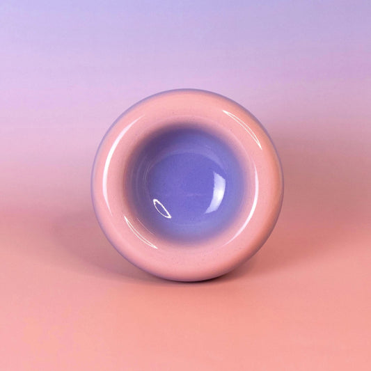 Handmade Stoneware Donut Bowl  Lavender to Blush Pink Ombre