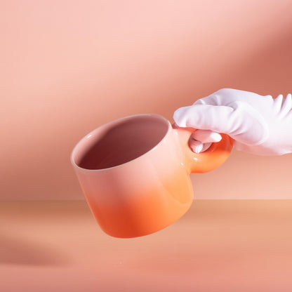 XXL Mug, 20 oz,  Handmade Stoneware Mug, Donut Handle, Gradient Glaze
