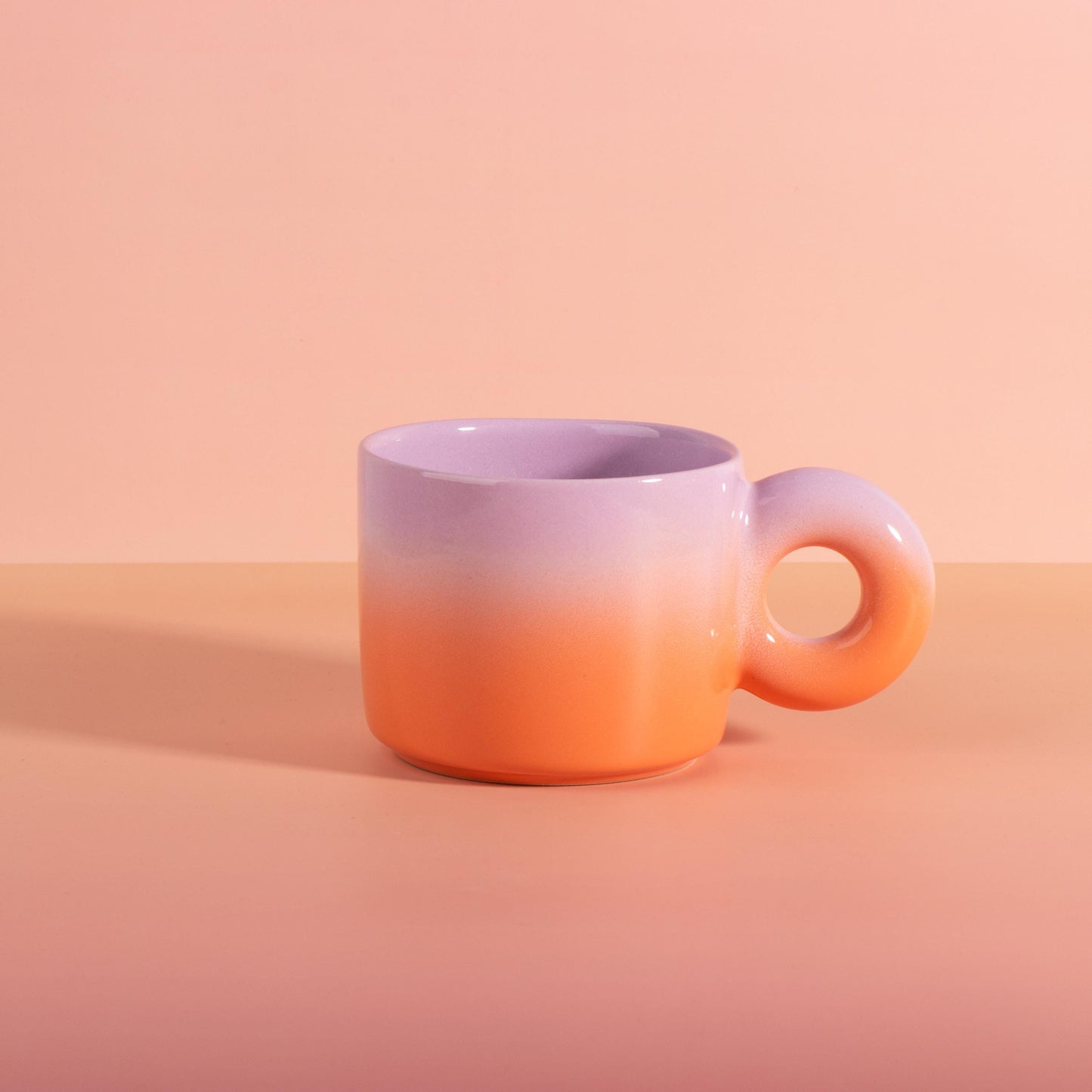 XXL Mug, 20 oz,  Handmade Stoneware Mug, Donut Handle, Gradient Glaze