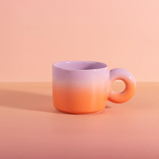 XXL Mug, 20 oz,  Handmade Stoneware Mug, Donut Handle, Gradient Glaze