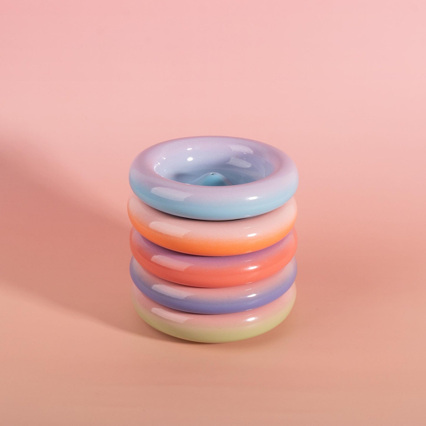 Handmade Ceramic Incense Holder, Colourful Donut Burner, Gift for Relaxation