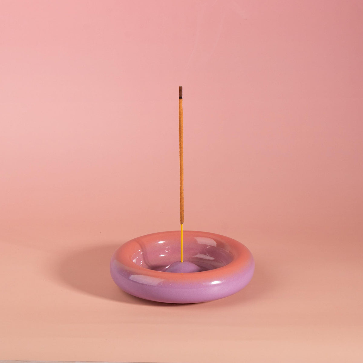 Modern Ceramic Incense Holder, Colourful Gradient Donut Design