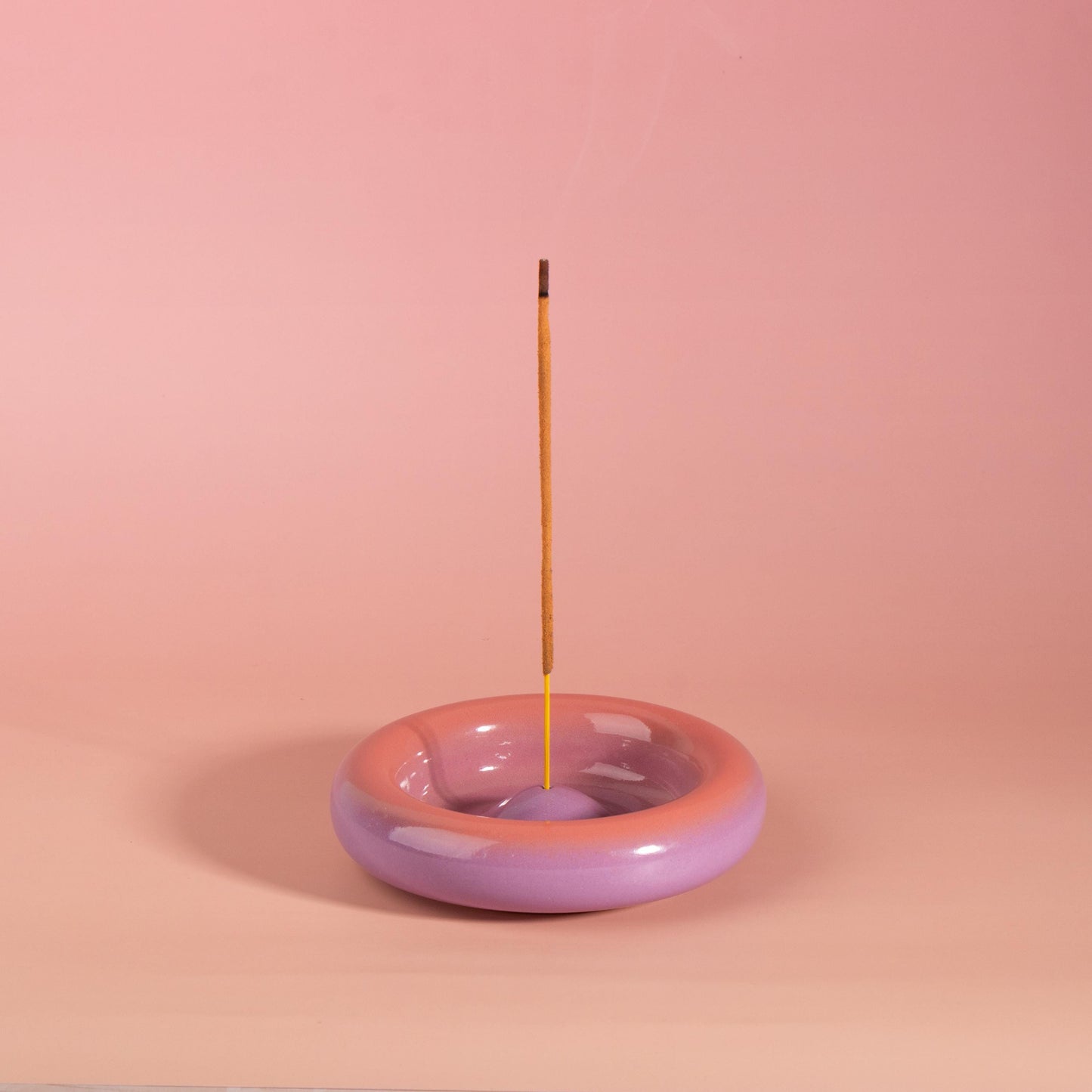 Handmade Ceramic Incense Holder, Colorful Gradient Donut Incense Burner