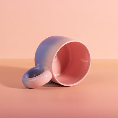 XXL Mug, 20 oz,  Handmade Stoneware Mug, Donut Handle, Gradient Glaze