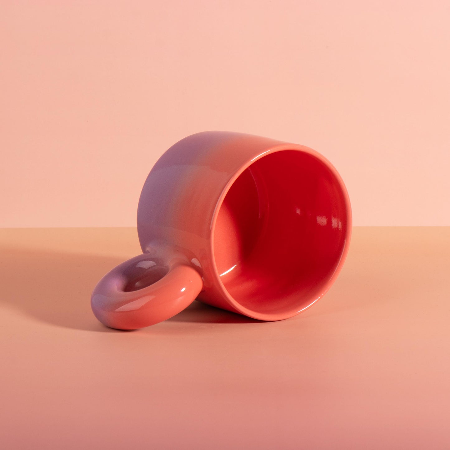 XXL Mug, 20 oz,  Handmade Stoneware Mug, Donut Handle, Gradient Glaze