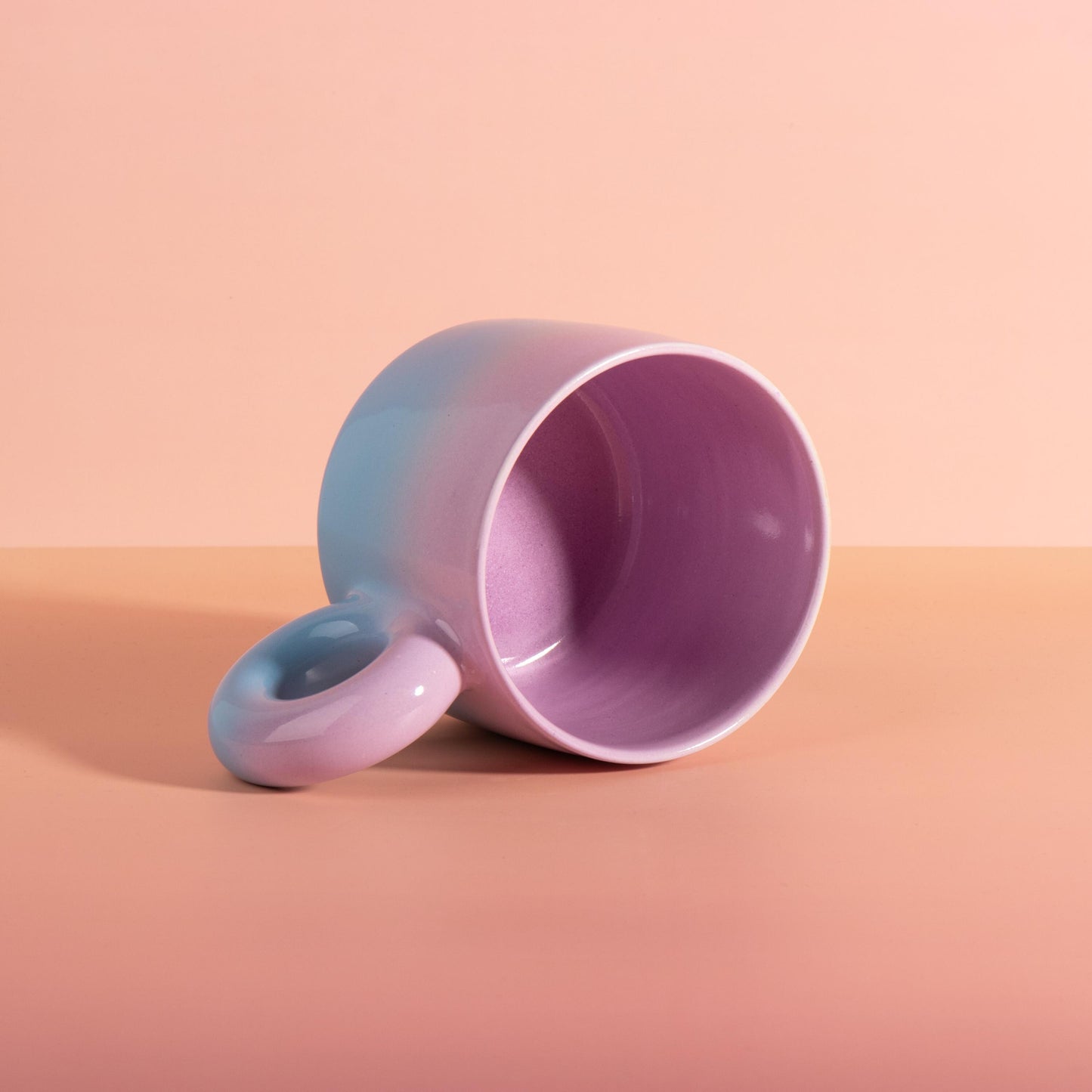 XXL Mug, 20 oz,  Handmade Stoneware Mug, Donut Handle, Gradient Glaze