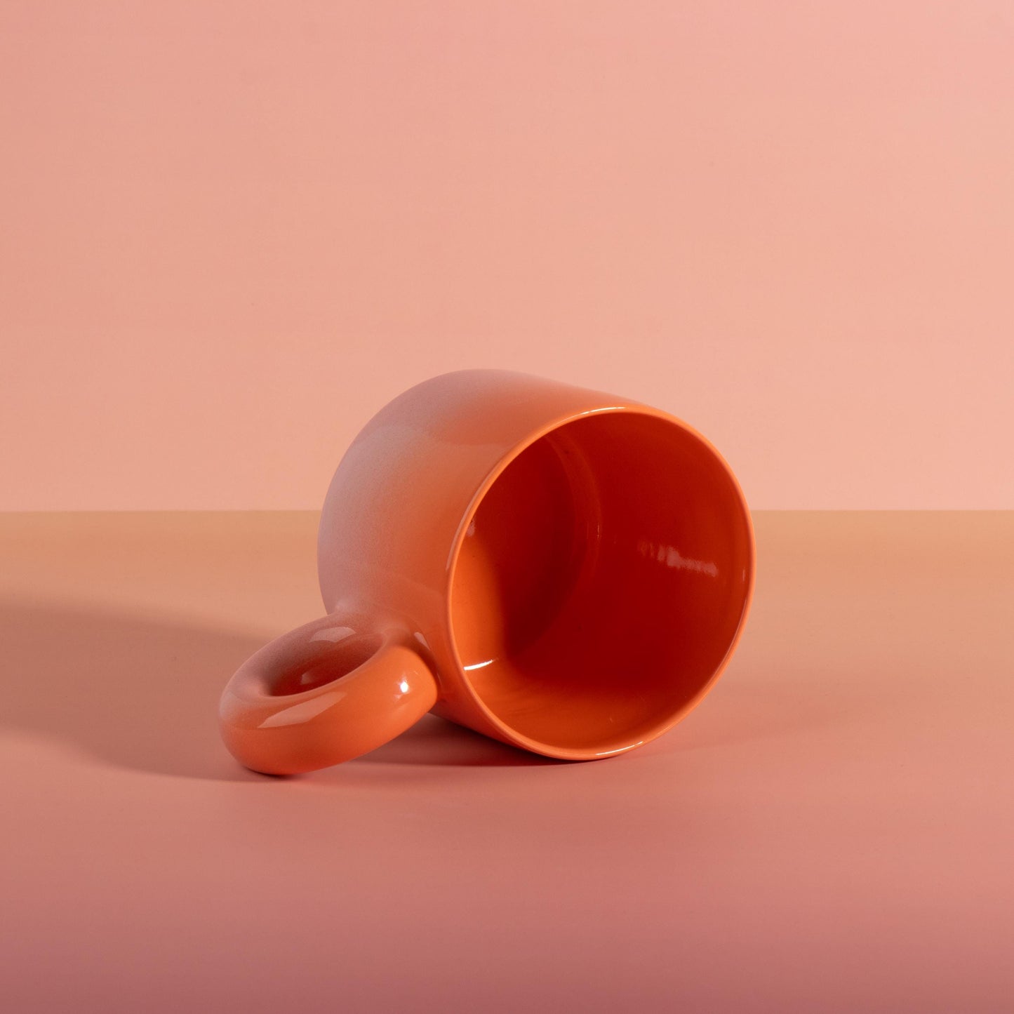 Extra Large Ceramic Mug Set, Chunky Donut Handle, Pastel Gradient Coffee Cup, 20 oz