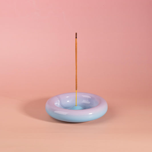 Handmade Ceramic Incense Holder, Colorful Gradient Donut Incense Burner