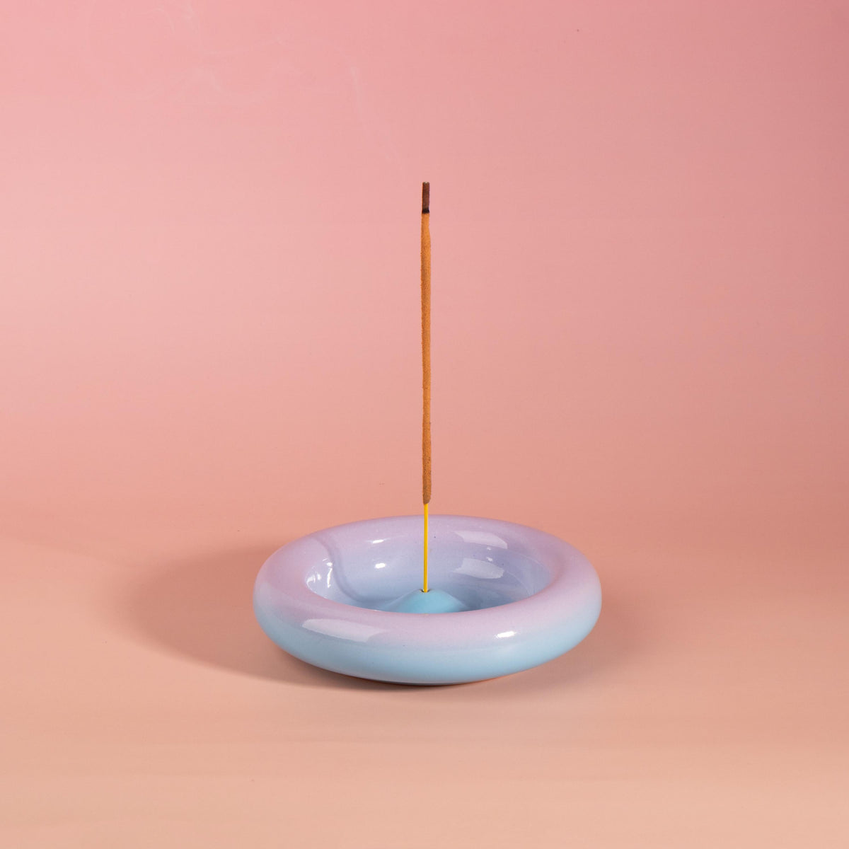 Modern Ceramic Incense Holder, Colourful Gradient Donut Design