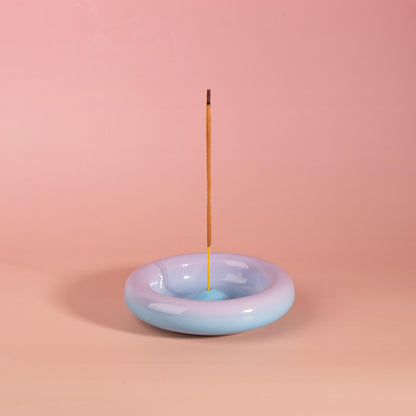 Modern Ceramic Incense Holder, Colourful Gradient Donut Design