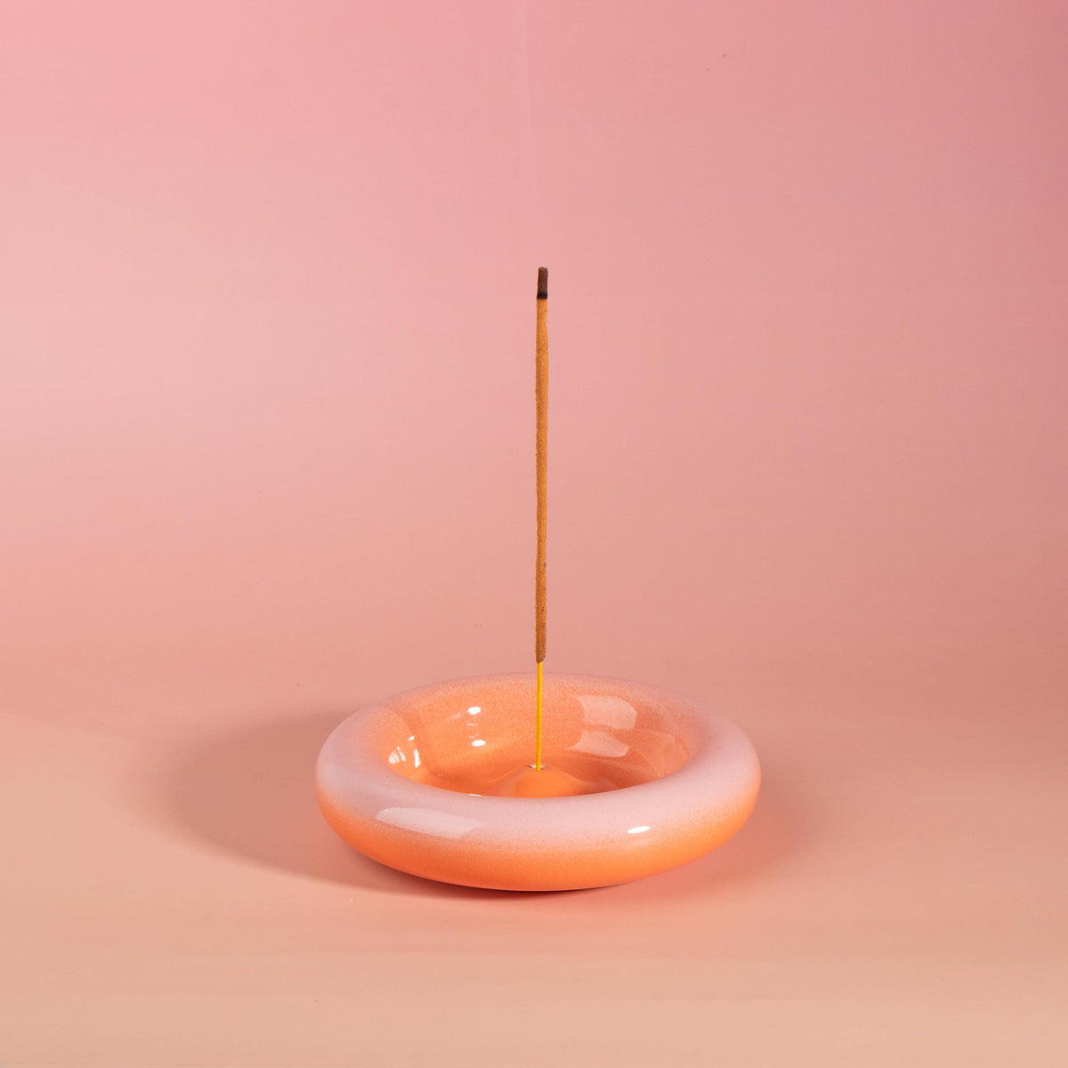 Modern Ceramic Incense Holder, Colourful Gradient Donut Design