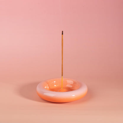 Modern Ceramic Incense Holder, Colourful Gradient Donut Design