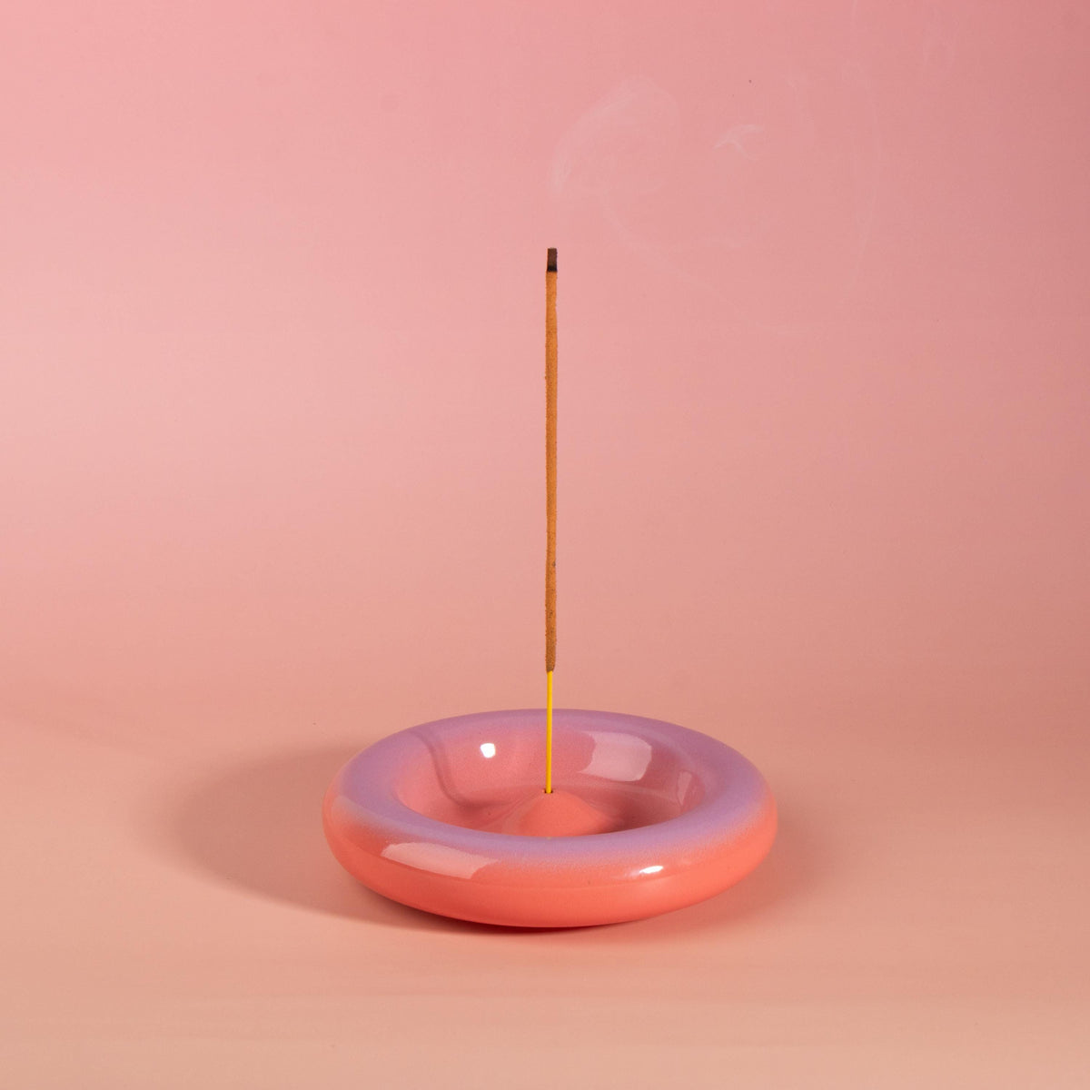 Modern Ceramic Incense Holder, Colourful Gradient Donut Design