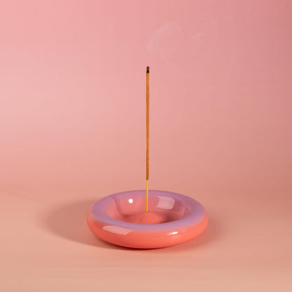Modern Ceramic Incense Holder, Colourful Gradient Donut Design