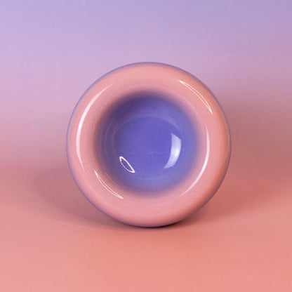Handmade Ceramic Donut Bowl: Gradient Pink to Green Stoneware Dish