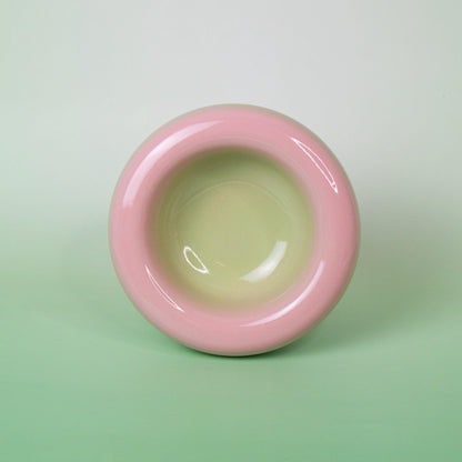 Handmade Stoneware Dessert Bowl: Pink Lavender Ombre Glaze, 14cm