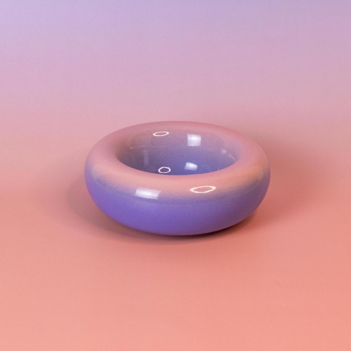 Handmade Stoneware Dessert Bowl: Pink Lavender Ombre Glaze, 14cm