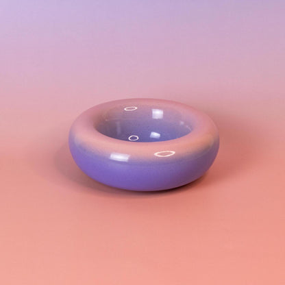 Handmade Stoneware Dessert Bowl: Pink Lavender Ombre Glaze, 14cm