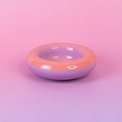 Handmade Ombre Ceramic Dessert Bowl - Soft Cueve: Blush Pink to Lavender Stoneware
