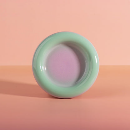 Handmade Large 16oz Pastel Gradient Chunky Mug Set | Ceramic Mint Green to Violet Coffee Cup and Saucer | Unique Matcha Cup | Pottery Gift