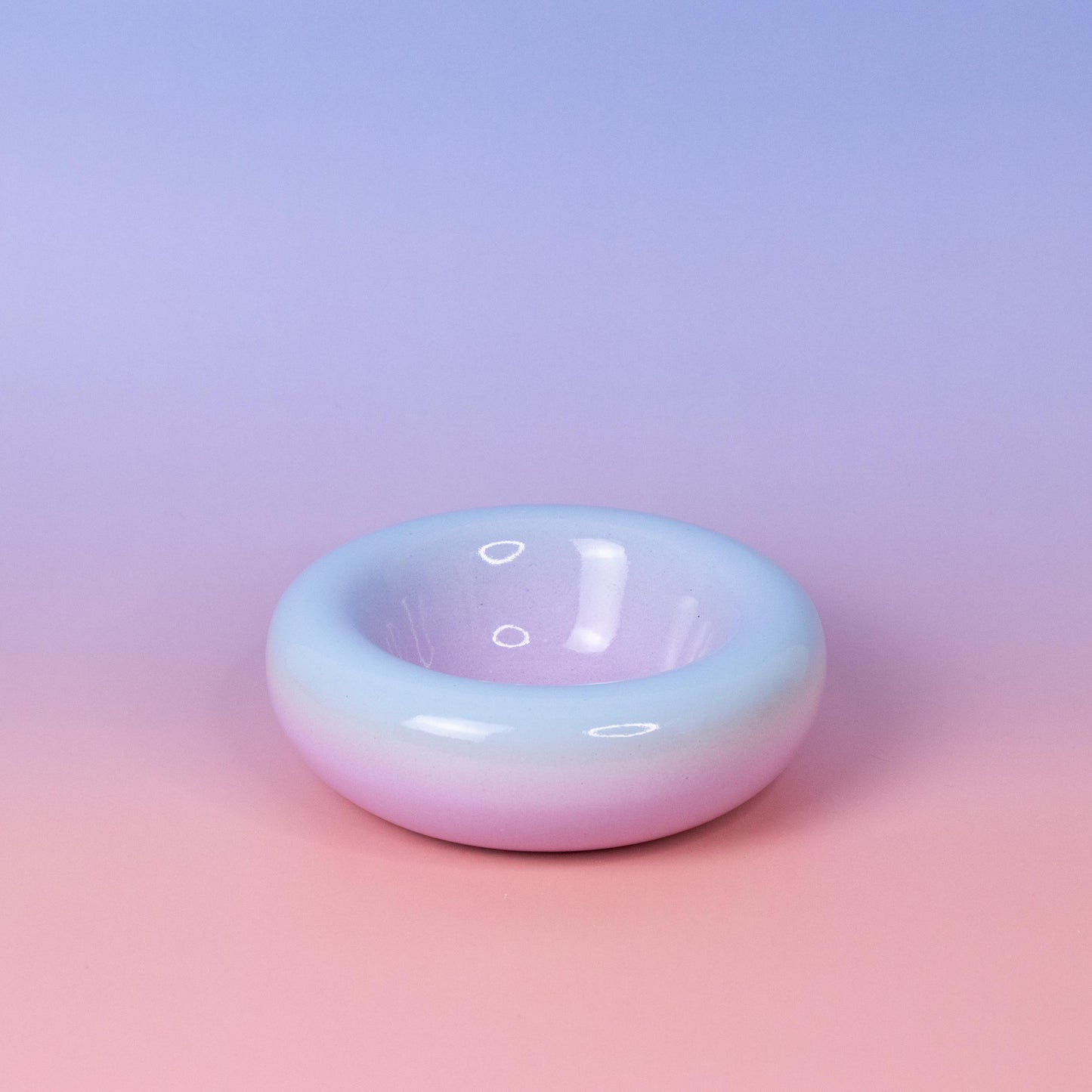 Handmade Stoneware Dessert Bowl: Pink Lavender Ombre Glaze, 14cm