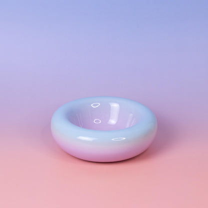 Handmade Stoneware Dessert Bowl: Pink Lavender Ombre Glaze, 14cm