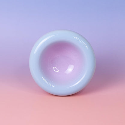 Handmade Stoneware Dessert Bowl: Pink Lavender Ombre Glaze, 14cm