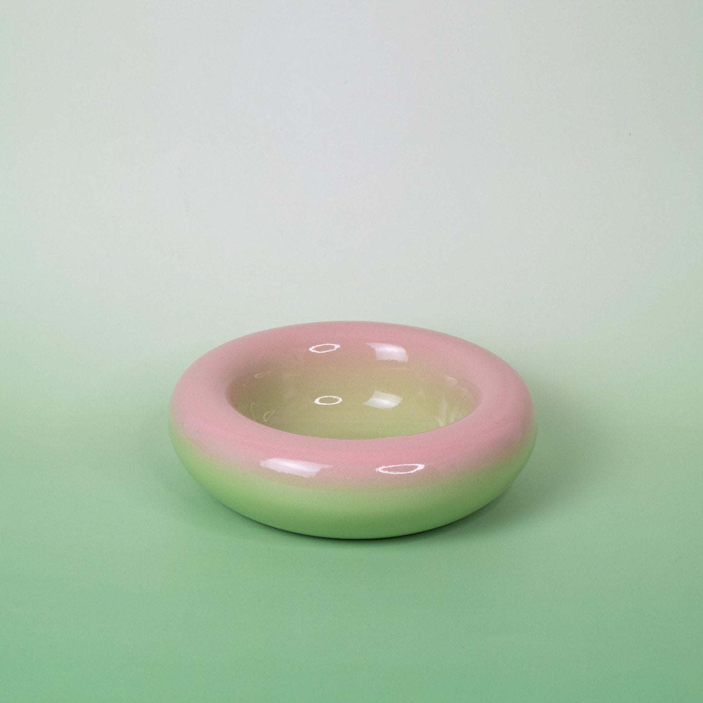 Handmade Stoneware Dessert Bowl: Pink Lavender Ombre Glaze, 14cm