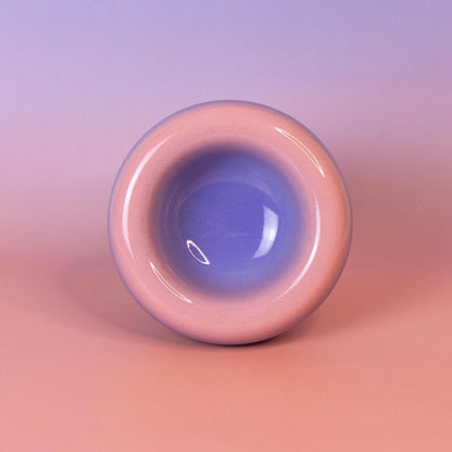 Handmade Stoneware Dessert Bowl: Pink Lavender Ombre Glaze, 14cm